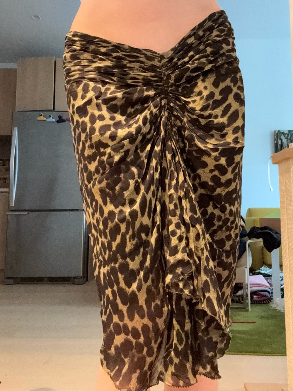 Isabel Marant Étoile Olive and Black Leopard Midi Skirt